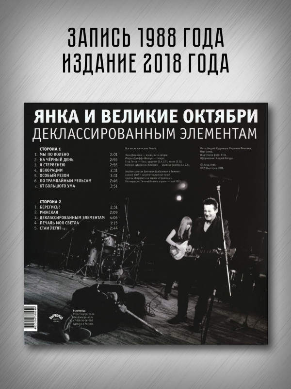 ЯНКА и ВЕЛИКИЕ ОКТЯБРИ: Деклассированным элементам (виниловая пластинка, LP)